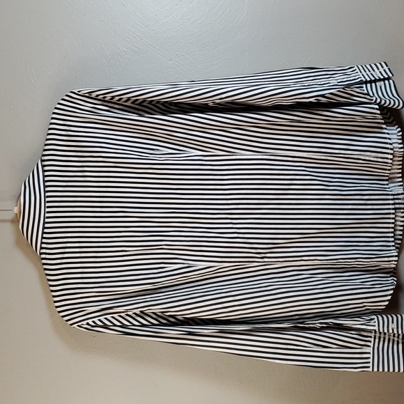 Jones New York Signature womens dark navy striped, buttoned blouse. Size XL - Picture 5 of 8